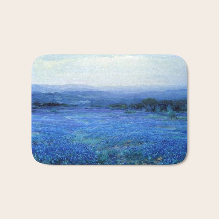 Bluebonnet Panoramic Landscape in Twilight painting by Robert Julian Onderdonk Bath Mat Gallery Image 1