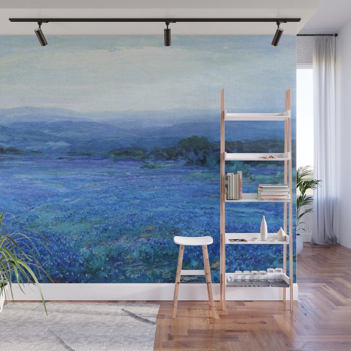 Bluebonnet Panoramic Landscape in Twilight painting by Robert Julian Onderdonk Wall Mural Gallery Image 1