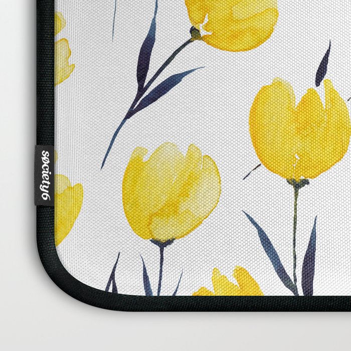 Yellow Tulips | Watercolour Pattern Laptop Sleeve Gallery Image 3