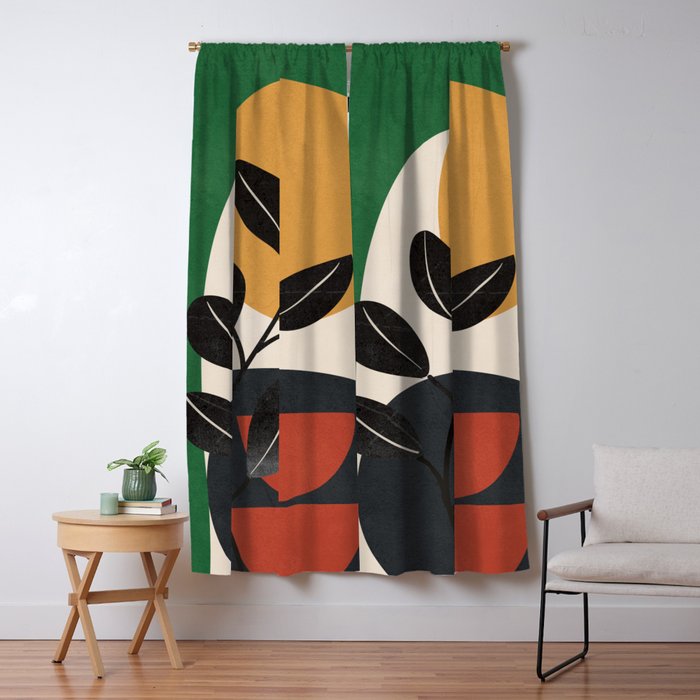 Modern Abstract Minimal Shapes Branches Art 6 Window Curtain Gallery Image 5