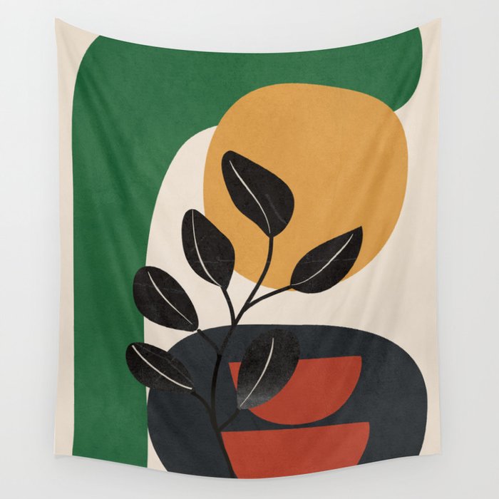 Modern Abstract Minimal Shapes Branches Art 6 Wall Tapestry Gallery Image 4