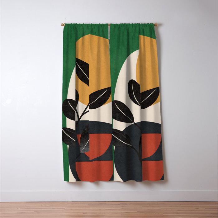 Modern Abstract Minimal Shapes Branches Art 6 Window Curtain Gallery Image 3