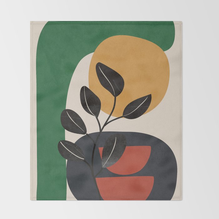 Modern Abstract Minimal Shapes Branches Art 6 Throw Blanket Gallery Image 2
