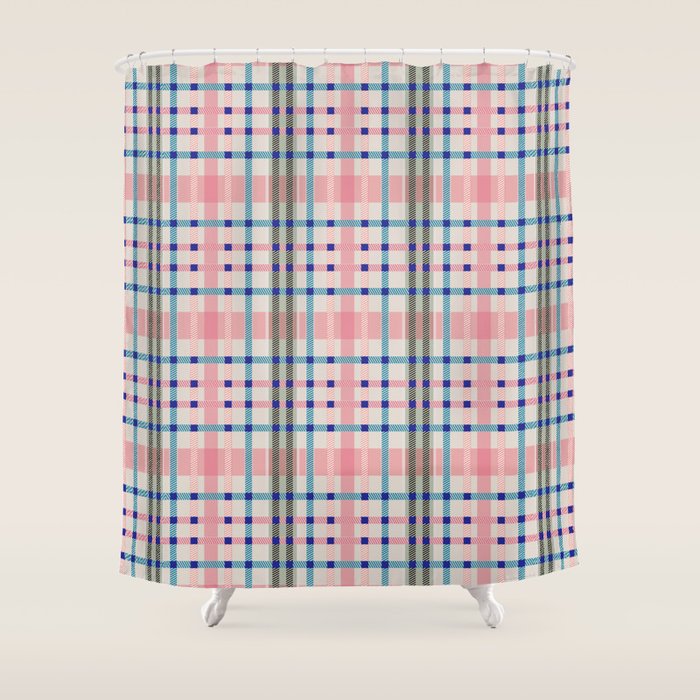 Vibrant Plaid Fusion B Shower Curtain Gallery Image 1