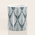 Linocut Palm Leaves . Navy Coffee Mug Gallery Image 4