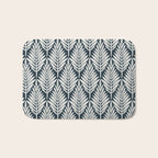 Linocut Palm Leaves . Navy Bath Mat Gallery Image 1