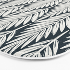 Linocut Palm Leaves . Navy Bath Mat Gallery Image 3