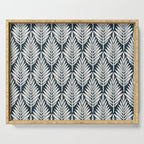 Linocut Palm Leaves . Navy Serving Tray Gallery Image 1