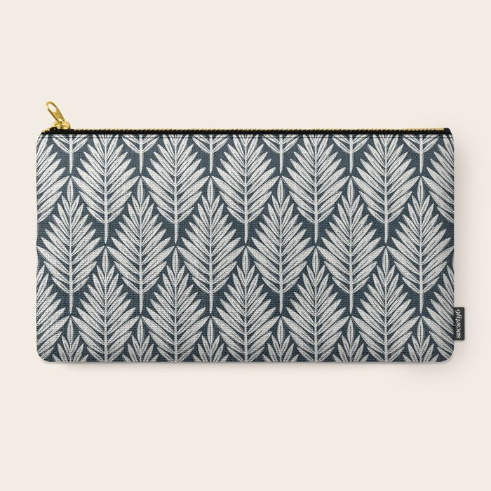Linocut Palm Leaves . Navy Carry All Pouch Gallery Image 2
