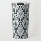 Linocut Palm Leaves . Navy Travel Mug Gallery Image 1