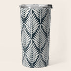 Linocut Palm Leaves . Navy Travel Mug Gallery Image 2