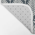 Linocut Palm Leaves . Navy Bath Mat Gallery Image 2