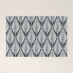 Linocut Palm Leaves . Navy Welcome Mat Gallery Image 1