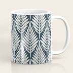 Linocut Palm Leaves . Navy Coffee Mug Gallery Image 1