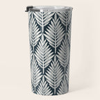 Linocut Palm Leaves . Navy Travel Mug Gallery Image 3