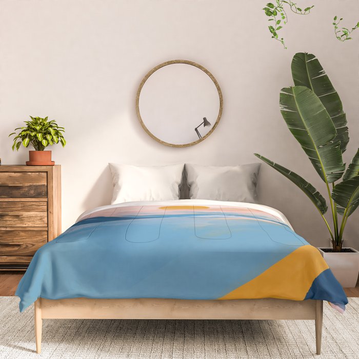 Pink and Blue Abstract Art Ocean and Sunrise Comforter Gallery Image 3