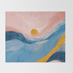 Pink and Blue Abstract Art Ocean and Sunrise Throw Blanket Gallery Image 2