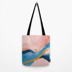 Pink and Blue Abstract Art Ocean and Sunrise Tote Bag Gallery Image 2