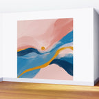 Pink and Blue Abstract Art Ocean and Sunrise Wall Mural Gallery Image 2