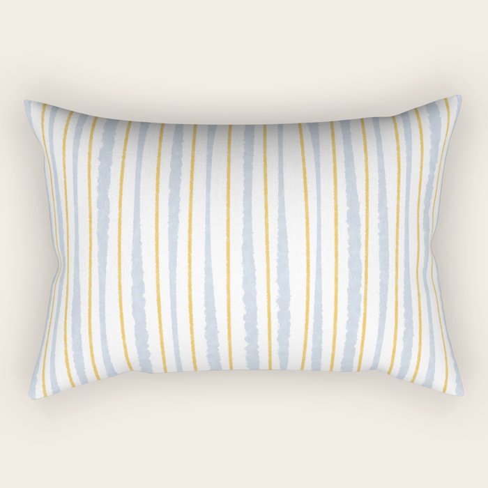 Organic Watercolor Striped Pattern Powder Blue Mustard Yellow White Rectangular Pillow Gallery Image 1