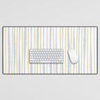 Organic Watercolor Striped Pattern Powder Blue Mustard Yellow White Desk Mat Gallery Image 1