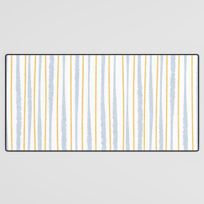 Organic Watercolor Striped Pattern Powder Blue Mustard Yellow White Desk Mat Gallery Image 3