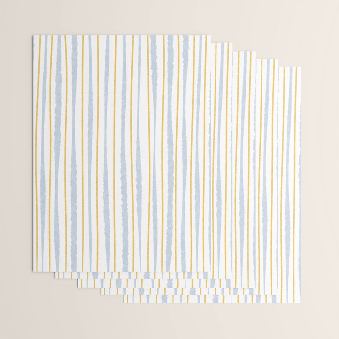 Organic Watercolor Striped Pattern Powder Blue Mustard Yellow White Wrapping Paper Gallery Image 3