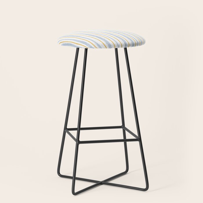 Organic Watercolor Striped Pattern Powder Blue Mustard Yellow White Stool Gallery Image 1