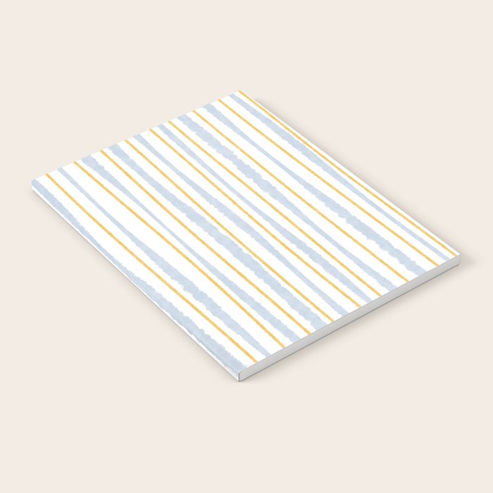 Organic Watercolor Striped Pattern Powder Blue Mustard Yellow White Notebook Gallery Image 2