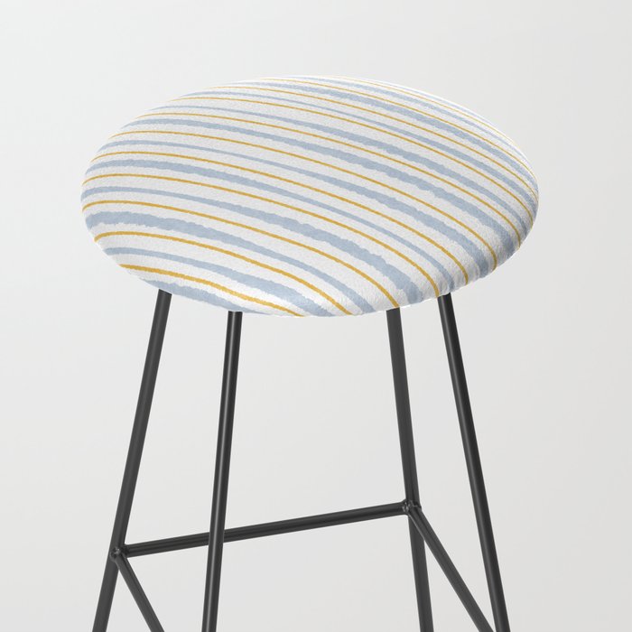 Organic Watercolor Striped Pattern Powder Blue Mustard Yellow White Stool Gallery Image 2