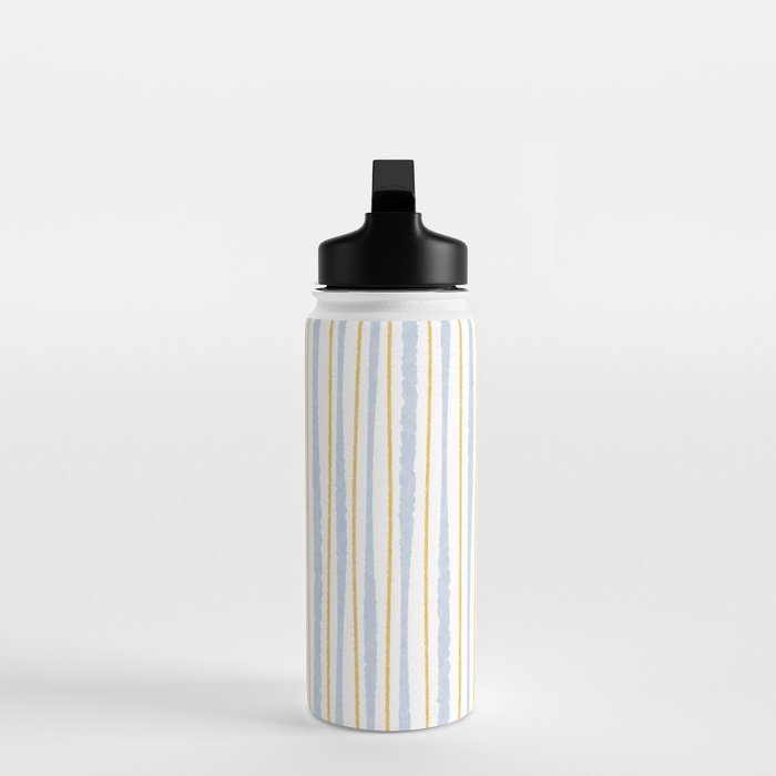 Organic Watercolor Striped Pattern Powder Blue Mustard Yellow White Water Bottle Gallery Image 3