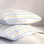Organic Watercolor Striped Pattern Powder Blue Mustard Yellow White Pillow Sham Gallery Image 3