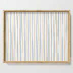 Organic Watercolor Striped Pattern Powder Blue Mustard Yellow White Serving Tray Gallery Image 1