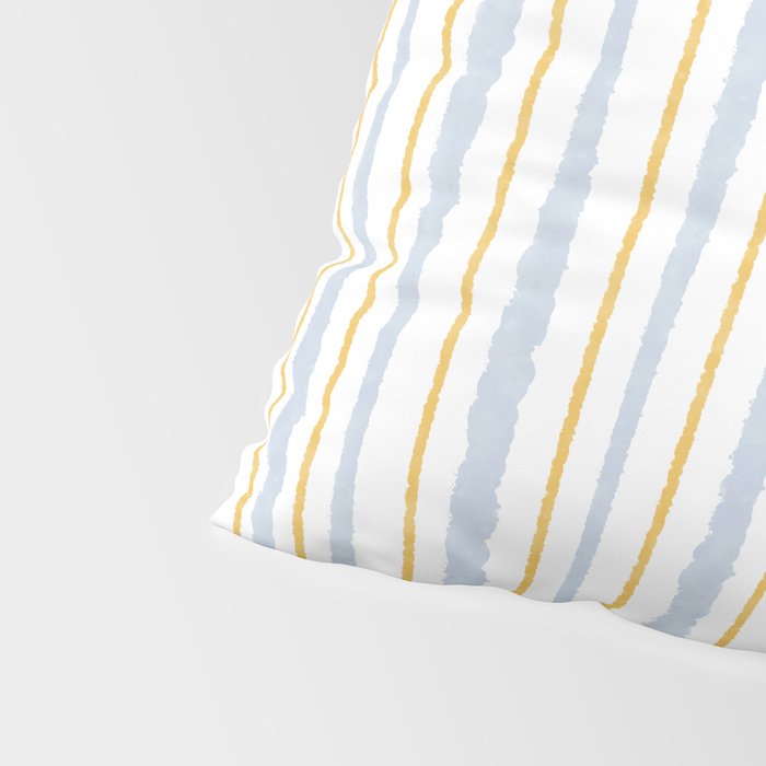 Organic Watercolor Striped Pattern Powder Blue Mustard Yellow White Pillow Sham Gallery Image 4