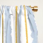 Organic Watercolor Striped Pattern Powder Blue Mustard Yellow White Window Curtain Gallery Image 2