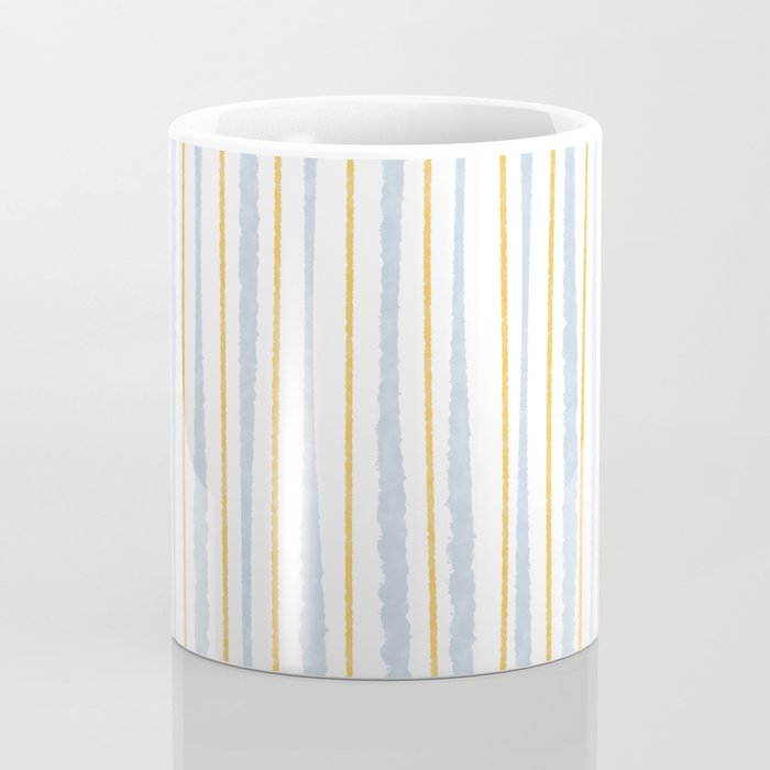 Organic Watercolor Striped Pattern Powder Blue Mustard Yellow White Coffee Mug Gallery Image 4