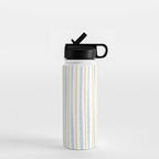 Organic Watercolor Striped Pattern Powder Blue Mustard Yellow White Water Bottle Gallery Image 1
