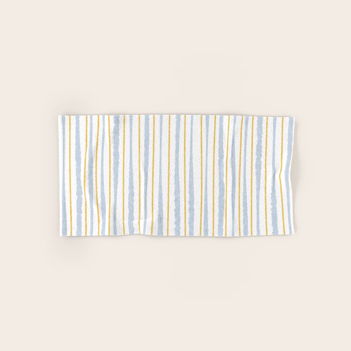 Organic Watercolor Striped Pattern Powder Blue Mustard Yellow White Bath Towel Gallery Image 1