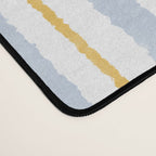 Organic Watercolor Striped Pattern Powder Blue Mustard Yellow White Desk Mat Gallery Image 4