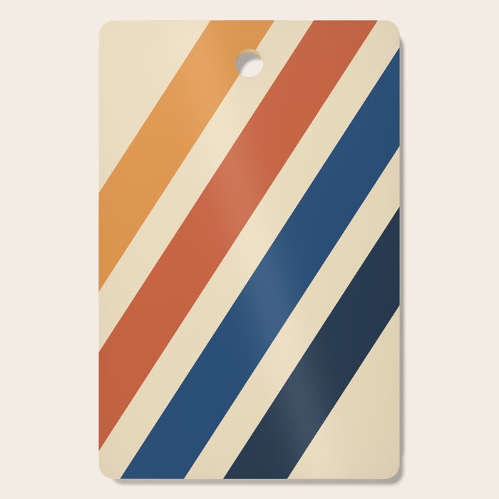 Rainbow 70s 60s Stripe Colorful Rainbow Tan Retro Vintage Cutting Board Gallery Image 1