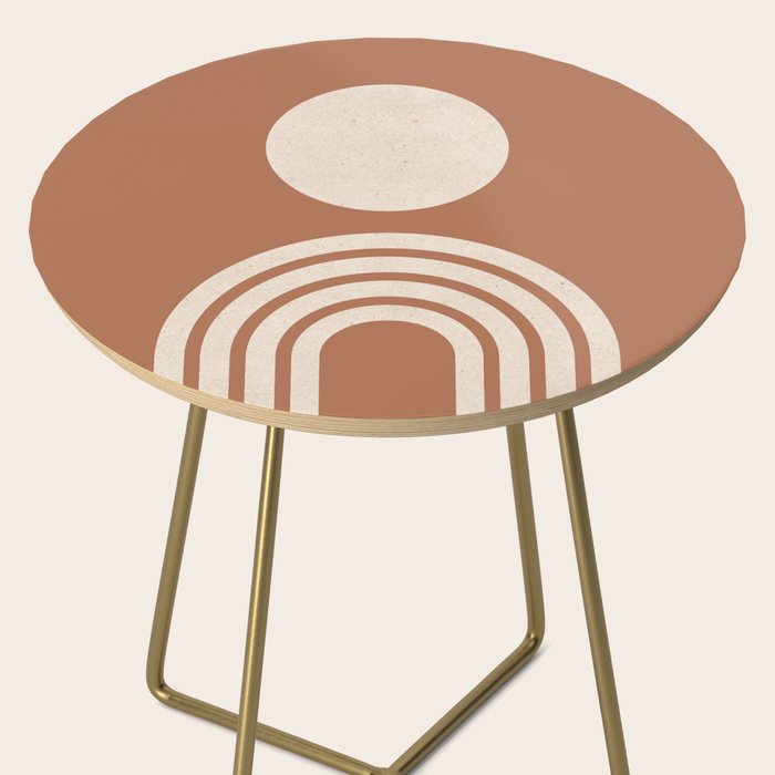 Mid century modern sun and rainbow on terracotta Side Table Gallery Image 2