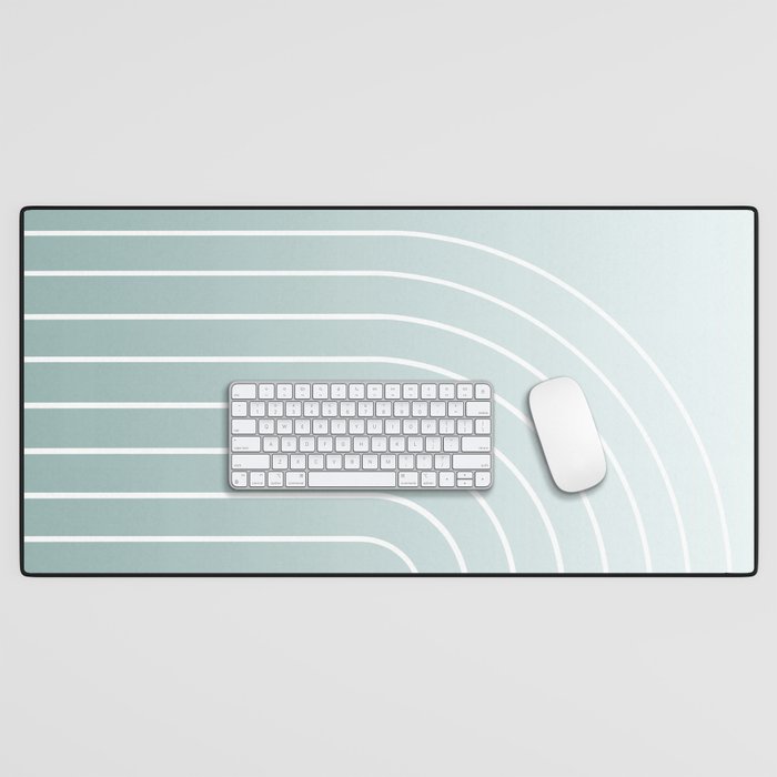 Ombre Arch XVII Natural Teal Gradient Modern Geometric Lines Desk Mat Gallery Image 1