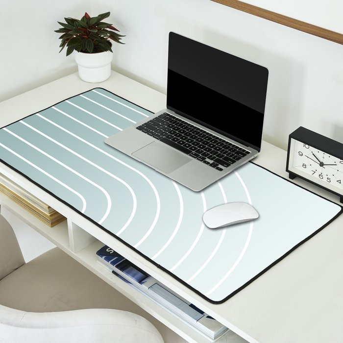 Ombre Arch XVII Natural Teal Gradient Modern Geometric Lines Desk Mat Gallery Image 2