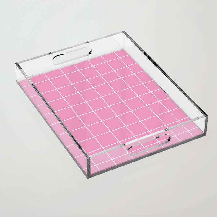 Hand Drawn Grid Hot Pink Acrylic Tray Gallery Image 1