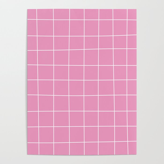 Hand Drawn Grid Hot Pink Poster Gallery Image 4