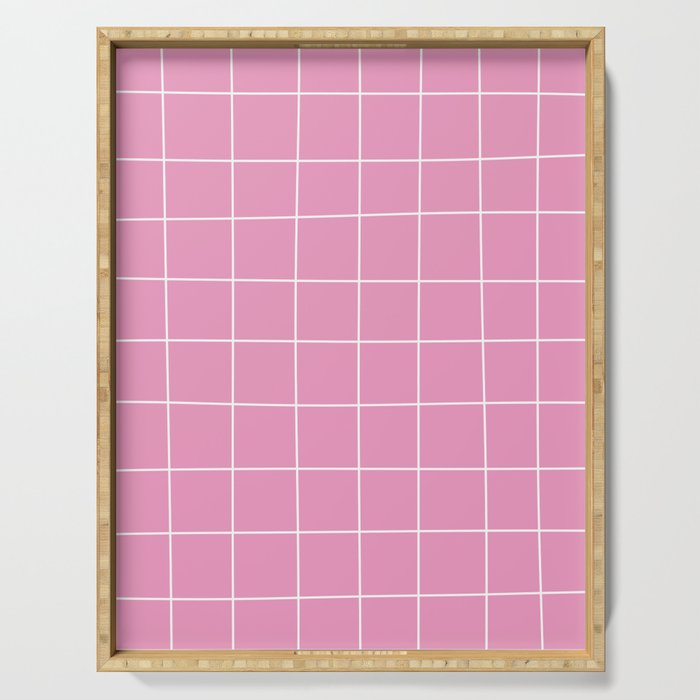 Hand Drawn Grid Hot Pink Serving Tray Gallery Image 1