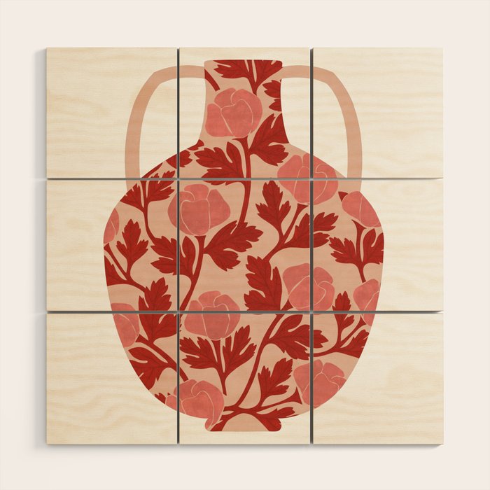 Vase of red roses collection Wood Wall Art Gallery Image 1