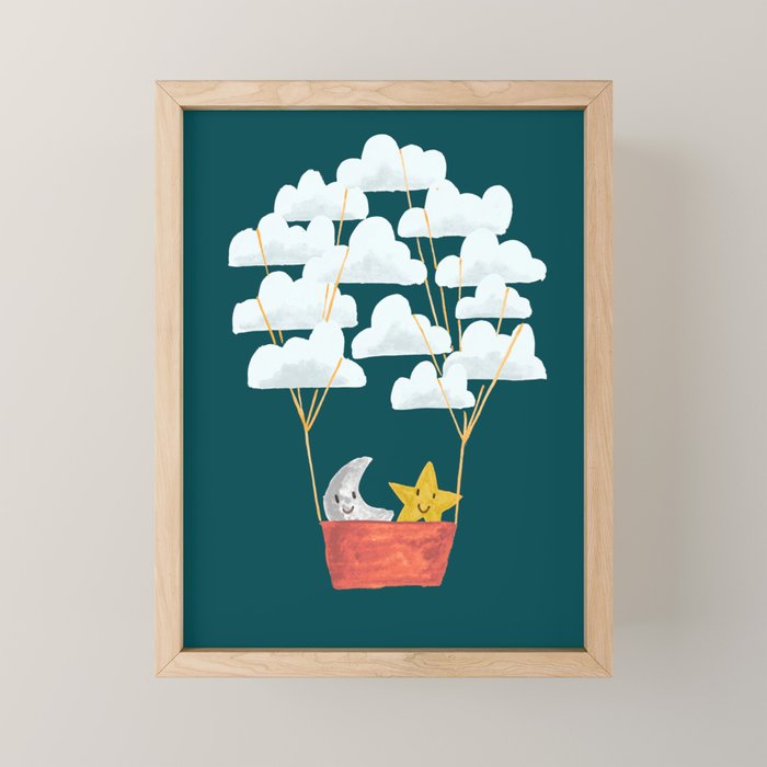 Hot cloud baloon - moon and star Mini Art Print Gallery Image 1