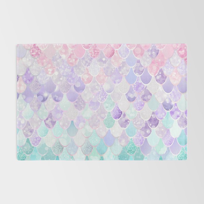 Cute Mermaid Pattern, Light Pink, Purple, Teal Rug Gallery Image 2