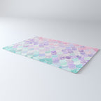 Cute Mermaid Pattern, Light Pink, Purple, Teal Rug Gallery Image 3